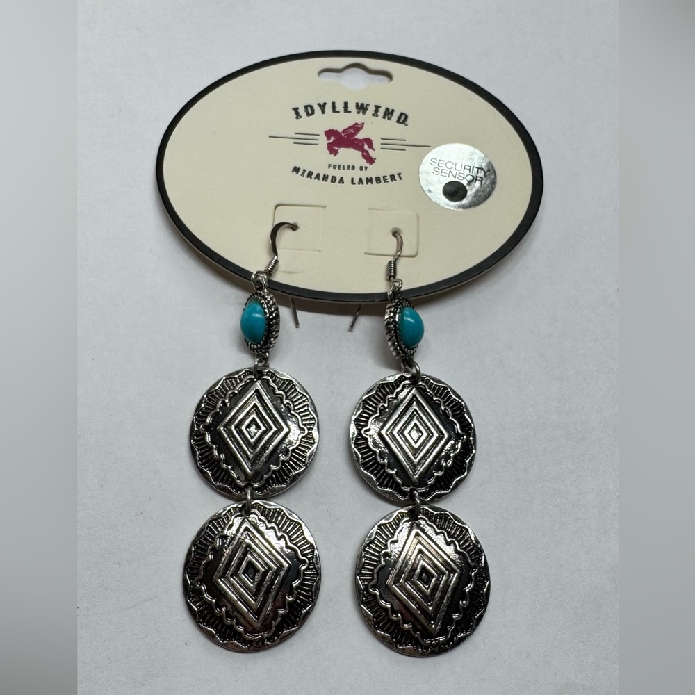 Idyllwind Silver and Blue Geometric Earrings - Picture 1 of 3